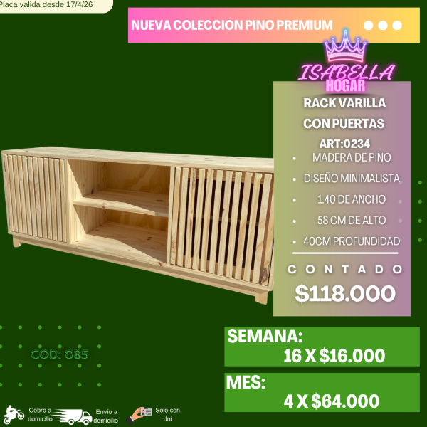 Producto - RACK VARILLA CON PUERTAS
