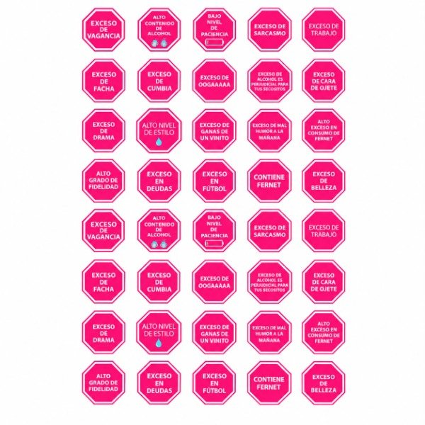 Producto - PLANCHA A4 PREDISEÑADA STICKERS EXCESOS - TATUAJES TEMPORALES - 1