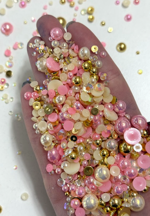 Producto - Mix de media perlas y cristales x 40 bolsas de 20 gramos c/u