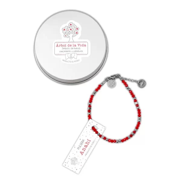 Producto - Pulsera roja acero Árbol de la Vida Anahí