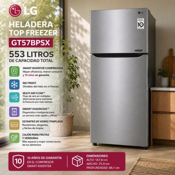 Producto - HELADERA LG GT57BPSX-553 LITROS / SMART INVERTER / NO FROST