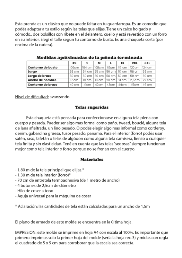 Producto - Chaqueta - Molde digital + Guía de costura - PDF descargables - 2