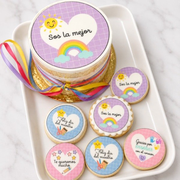 Producto - LAMINA COMESTIBLE DIA DEL MAESTRO TORTAS INDIVIDUALES 1 - 2