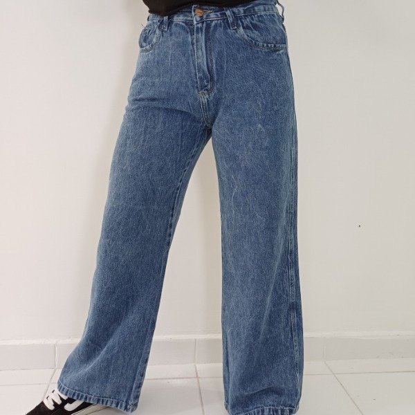 Producto - 671 - JEAN WIDE LEG AZUL JASPEADO
