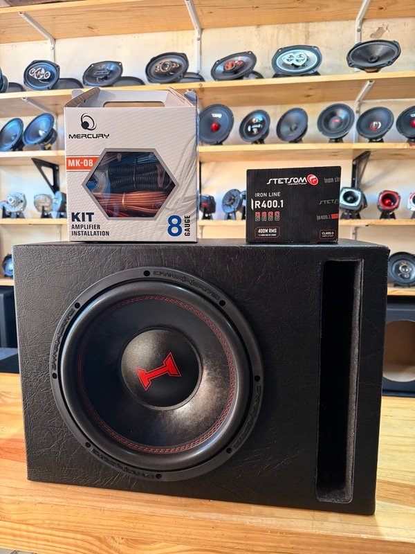 Producto - COMBO SUB 12" DYNA H012 350RMS S2 + 400.1 BASS + KIT DE CABLES + CAJON MDF SLOT