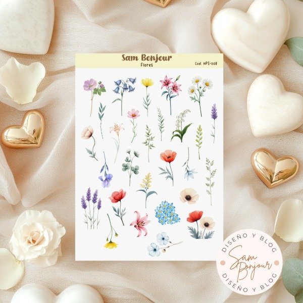 Producto - Plancha de sticker Flores