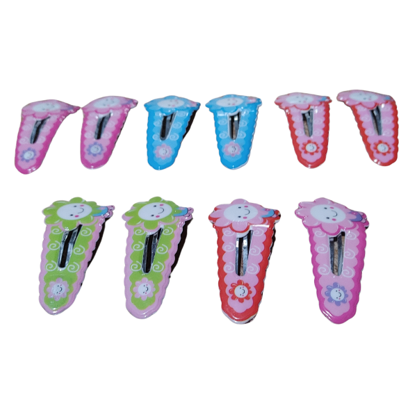 Producto - Hebillas Tic Tac flor con sonrisa Para Niñas  X 10 Unidad - 1