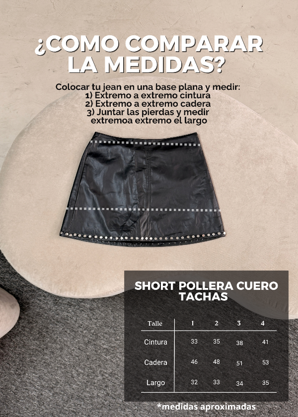 Producto - Short Pollera Cuero Tacha - 3