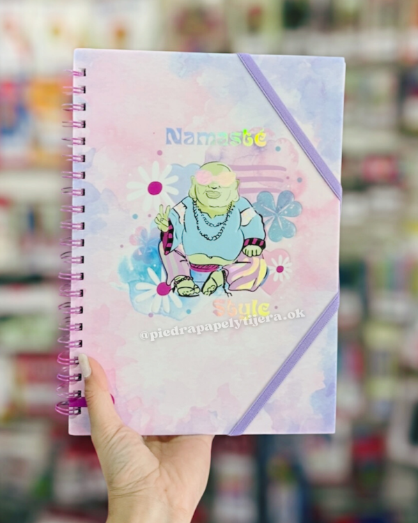 Producto - Cuaderno A4 tapa dura c/elásticos Buda Namasté