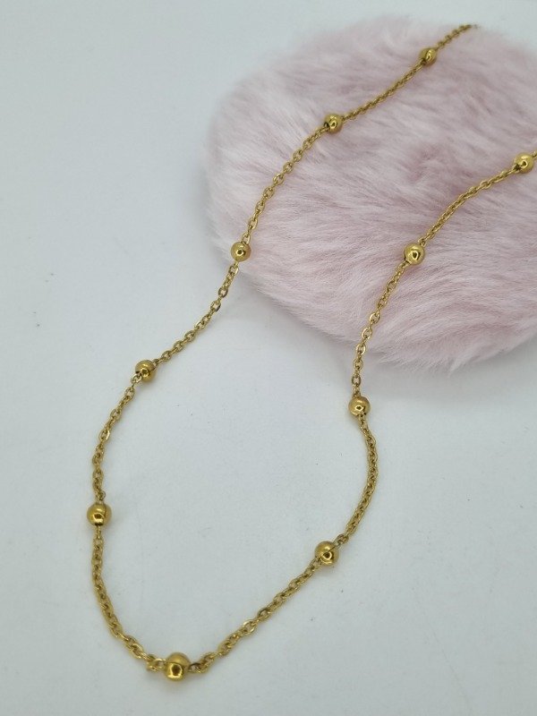Producto - Cadena acero dorado pelotitas sep