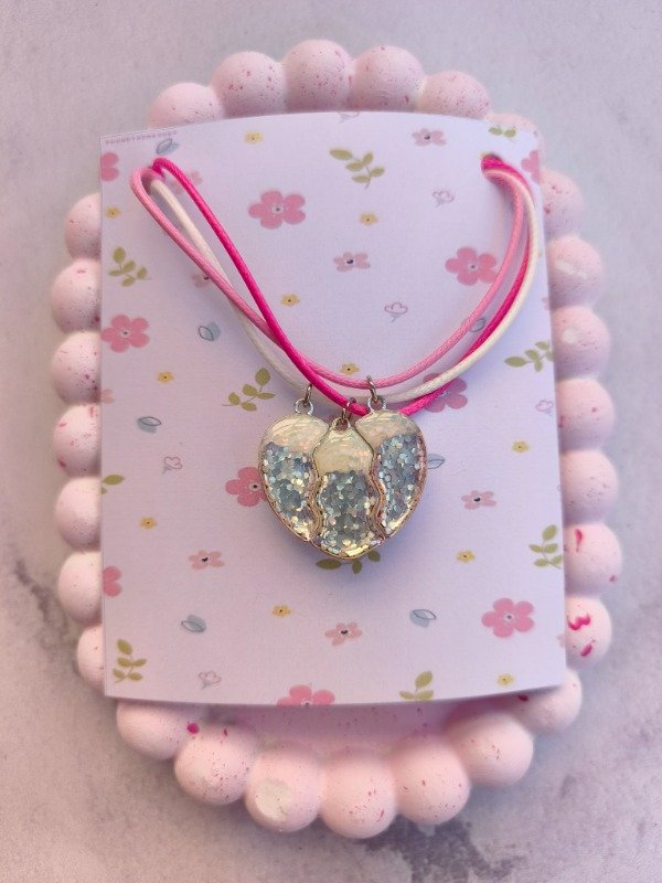 Producto - Collares Iman x3 corazón glitter - 0