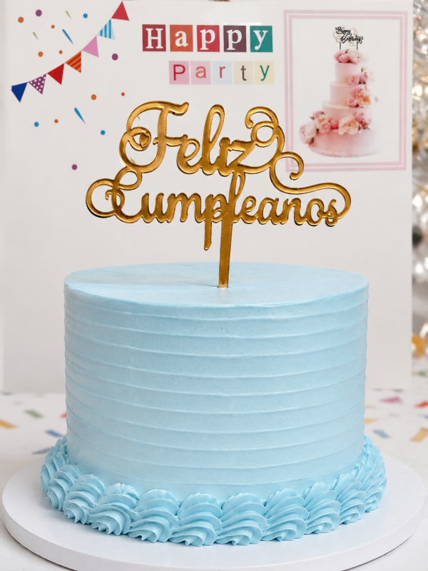 Producto - Topper plateado feliz cumpleaños  con rivetes
