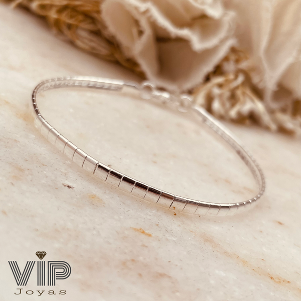 Producto - Pulsera Plana Semirrigida  Acero Blanca