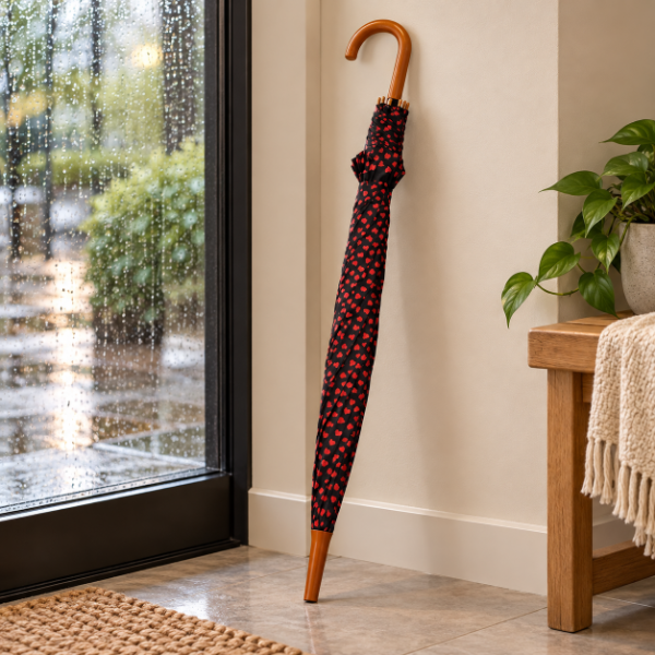 Producto - PARAGUAS CORAZONES AUTOMATICO 53 CM MANGO SIMIL MADERA COLOR SURTIDO