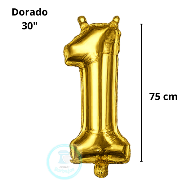 Producto - Globo N. 1 Metalizado 30" (75 cm) DORADO x1
