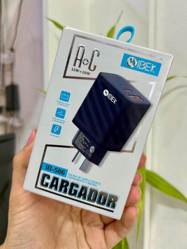 Producto - Cargador IBEK doble puerto USB y tipo C