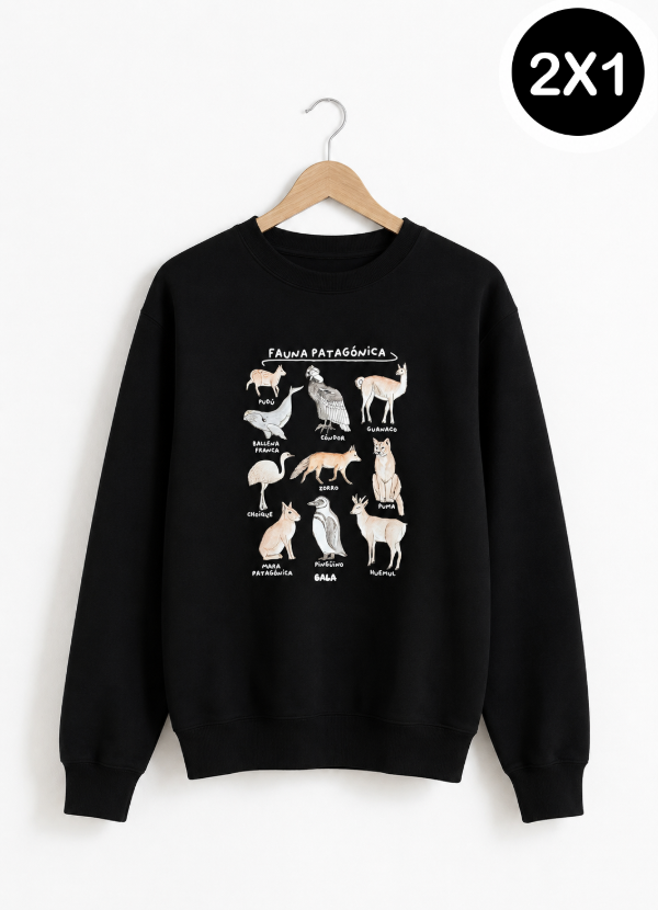 Producto - BUZO FAUNA PATAGÓNICA - NEGRO
