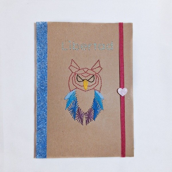Producto - Cuaderno A5 Bordado BÚHO