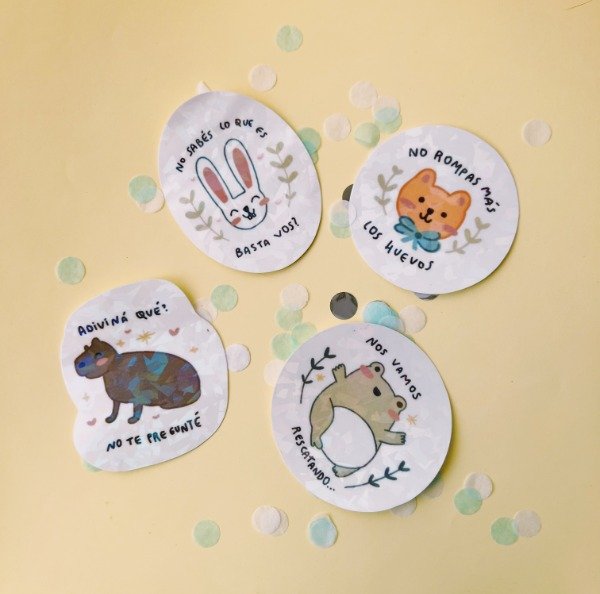 Producto - Stickers Glitter Animalitos Inapropiados