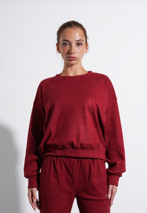 Producto - Buzo Velvet liso cuello redondo Bordeau