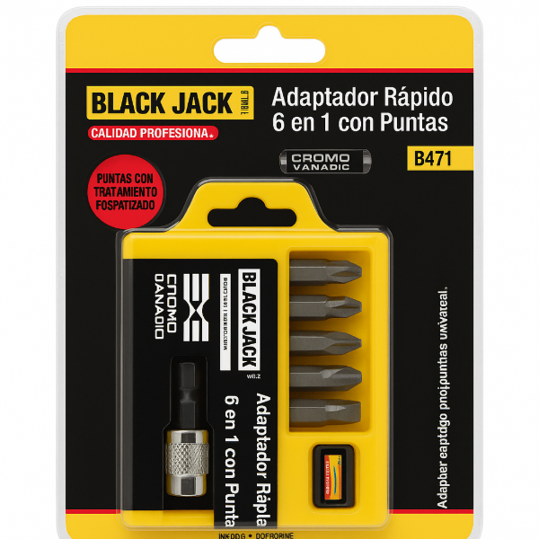 Producto - daptador Rapido 6 en 1 Con Puntas Black Jack Imantado