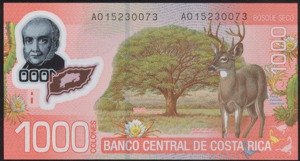 Producto - COSTA RICA [P274] 1000 Colones 2009. Rev: Ciervo. Billete Plastico. UNC