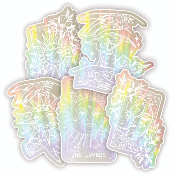 Producto - Pack X5 Stickers Suncatcher Atrapasoles Tarot Blanco