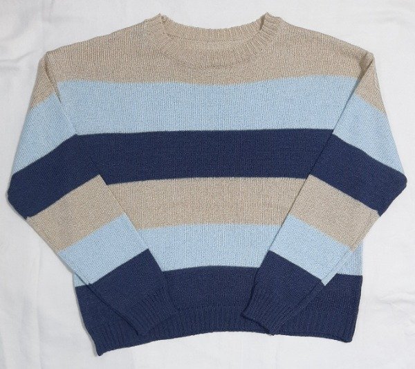 Producto - Sweater rayado de hilo (celeste/azul)