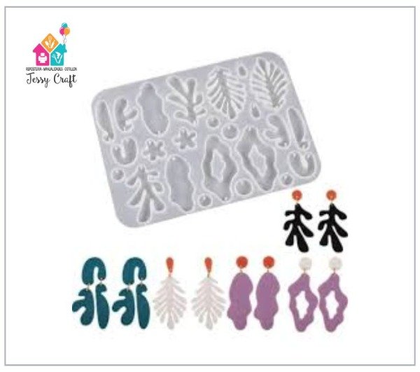 Producto - Molde Silicona - Pendientes Irregulares de Hoja ó Alga, Cod. BM3169