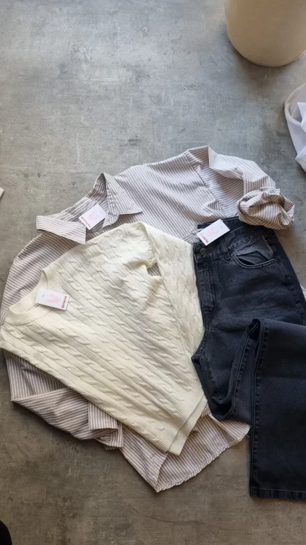 Producto - Camisa rayas beige