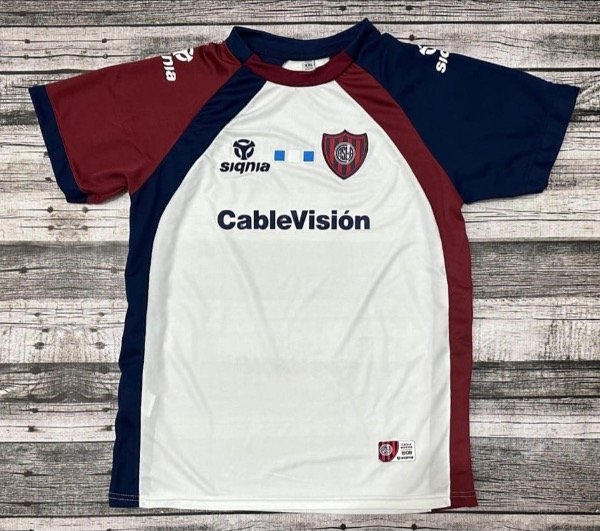Producto - Camiseta San Lorenzo Cablevision Blanca Manga Azul Roja