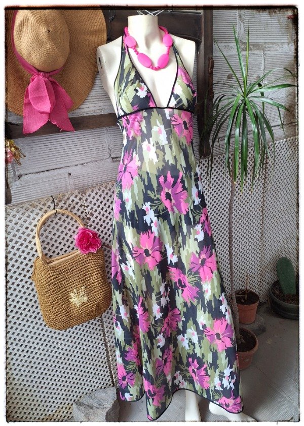 Producto - Camisón Vestido Largo Estampado Años 70