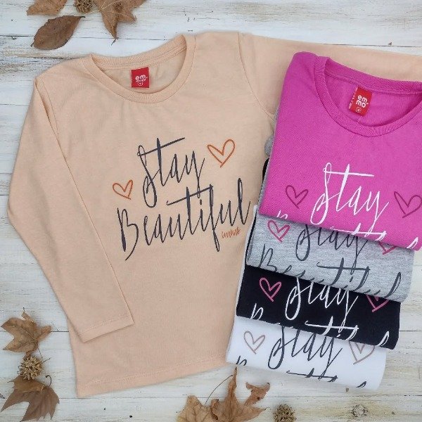 Producto - Remera manga larga Stay Beautiful (Talle 6 y 14)