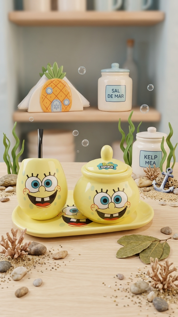 Producto - SET BANDEJA +MATE+RECIPIENTE BOB ESPONJA