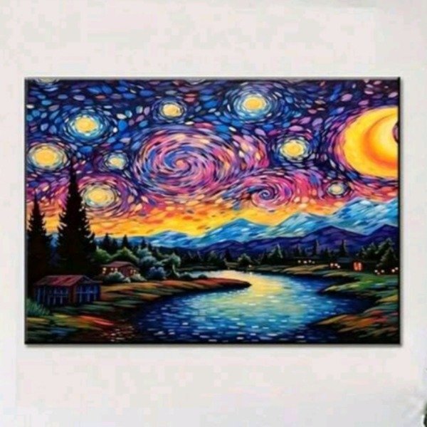 Producto - Diamond painting noche estrellada de colores 30x40cm