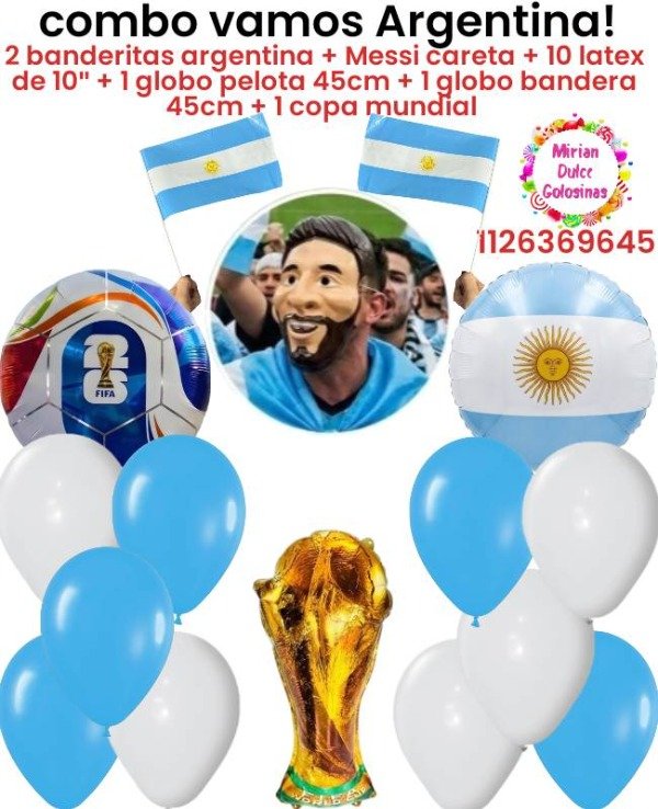 Producto - SET de globos mundial argentina