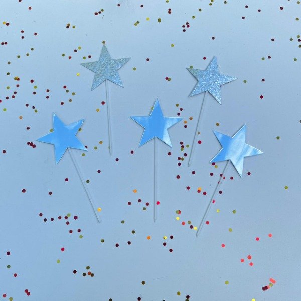Producto - CAKE TOPPER ESTRELLAS PLATEADA X 10