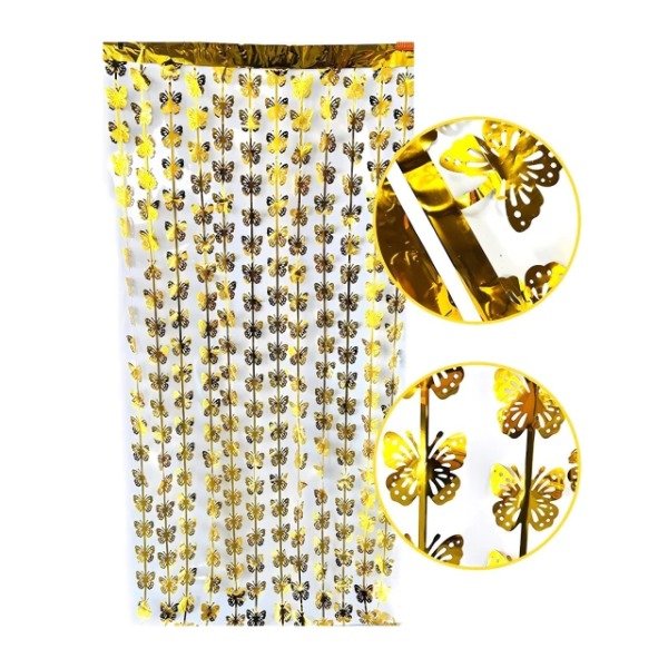 Producto - CORTINA METALIZADA "BUTTERFLY" DORADA