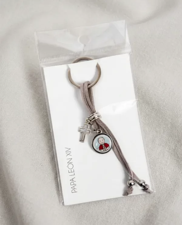 Producto - Llavero gamuza medalla Papa León XIV