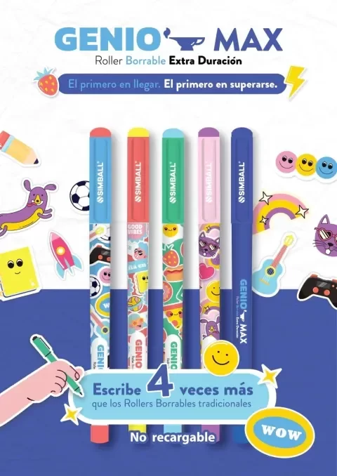 Producto - Lapicera Roller Borrable Simball Genio MAX (Extra Duración) - 0