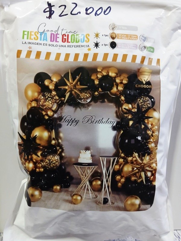 Producto - Sets globos dorado / negro 147piezas