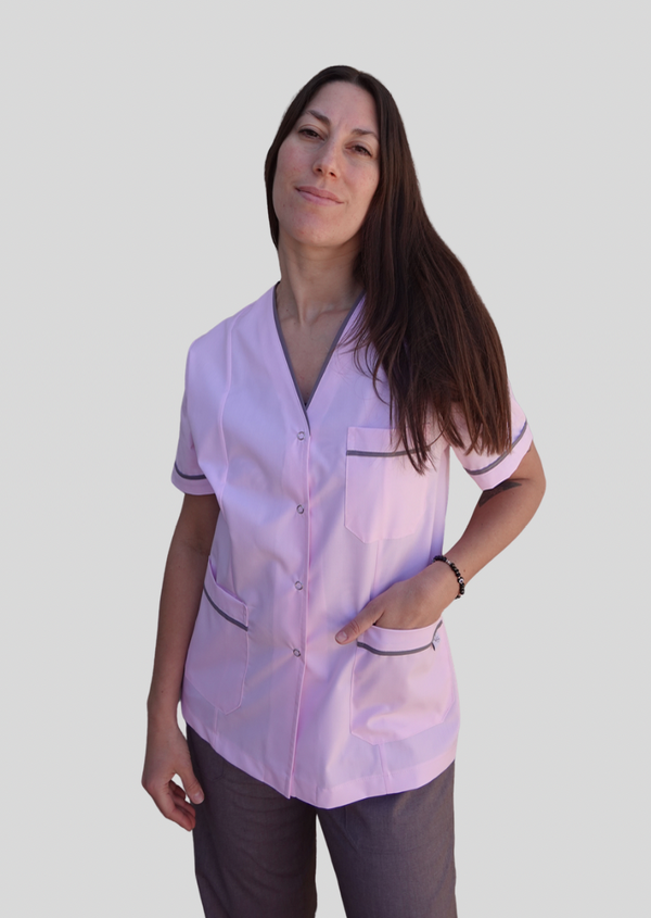 Producto - Chaqueta con broche - rosa con vivo gris