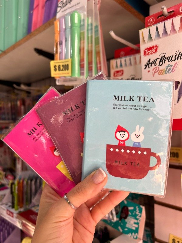 Producto - Anotador Rayado Milk Tea con funda