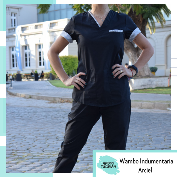 Producto - Ambo Negro detalle Rayas (arciel)