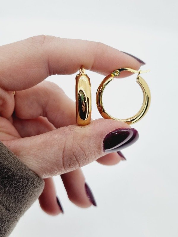 Producto - Aros acero dorado argollita superinflad ancha