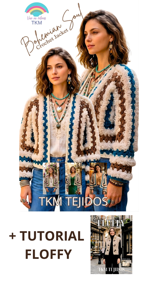 Producto - Bohemian Soul Crochet Jacket + Chaleco FLUFFY