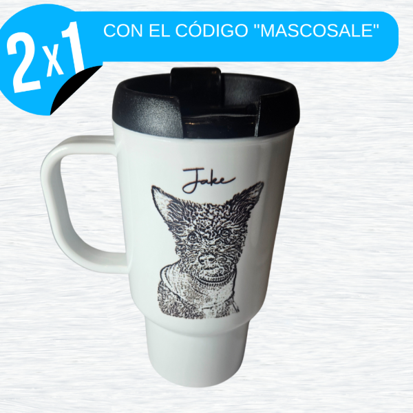 Producto - Jarro plástico + nombre y foto de tu mascota