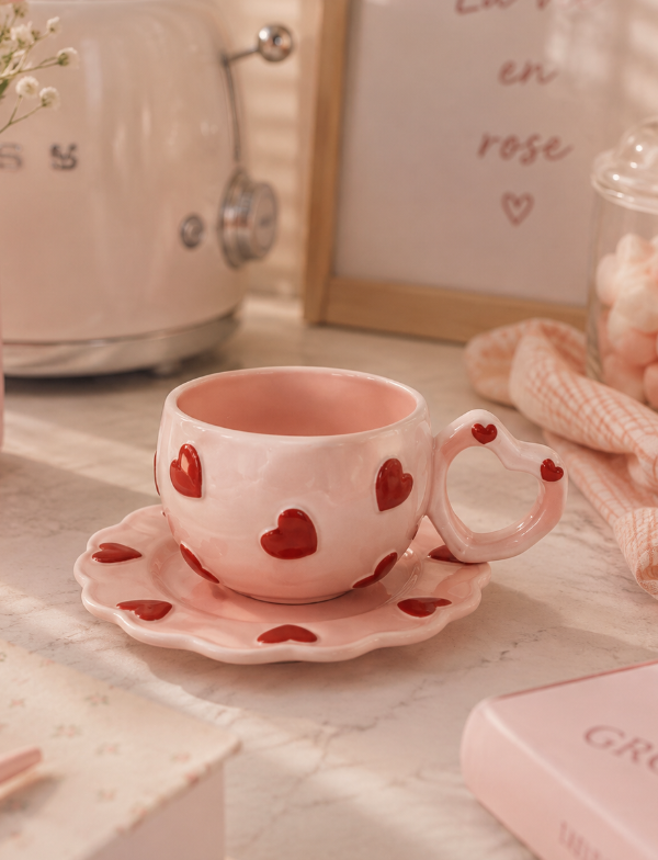 Producto - Taza con plato Pink Love