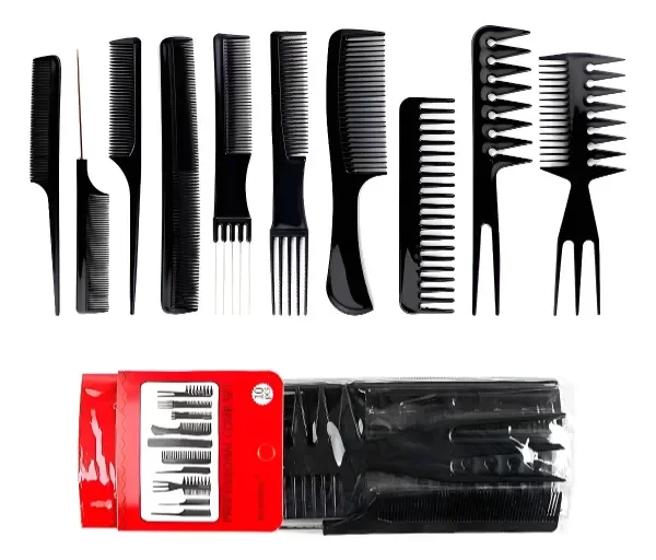 Producto - Set De 10 Peines De Peluquería Profesionales