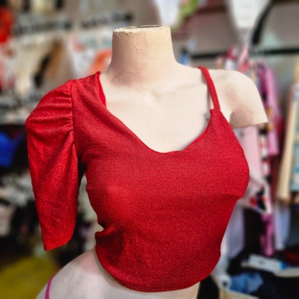 Producto - Top lurex rojo asimétrico - talle único